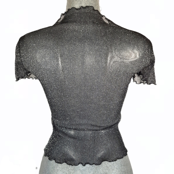 Shein sheer crop top with silver sparkles size S - Picture 3 of 11
